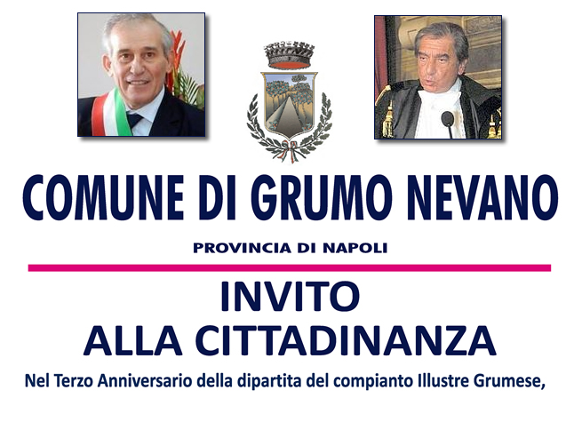 Grumo Nevano, solenne Cerimonia Commemorativa all’illustre Grumese AVV.FRANCESCO LANDOLFO, il 22 dicembre ore 12.30 presso la Casa Comunale.